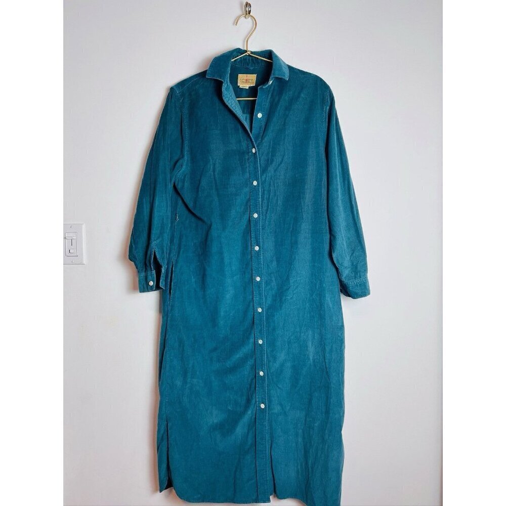 J.CREW OUTFITTERS Oarsman Dress Women Green Corduroy Maxi Vintage 8